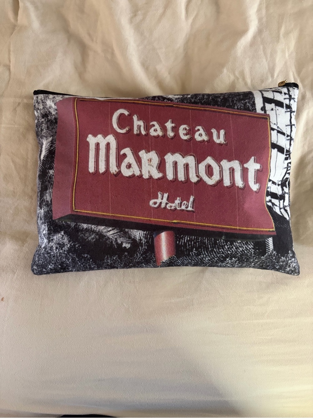 Chateau Marmont Printed Zip Pouch - Red, Black, Gray - Picture 2 of 2